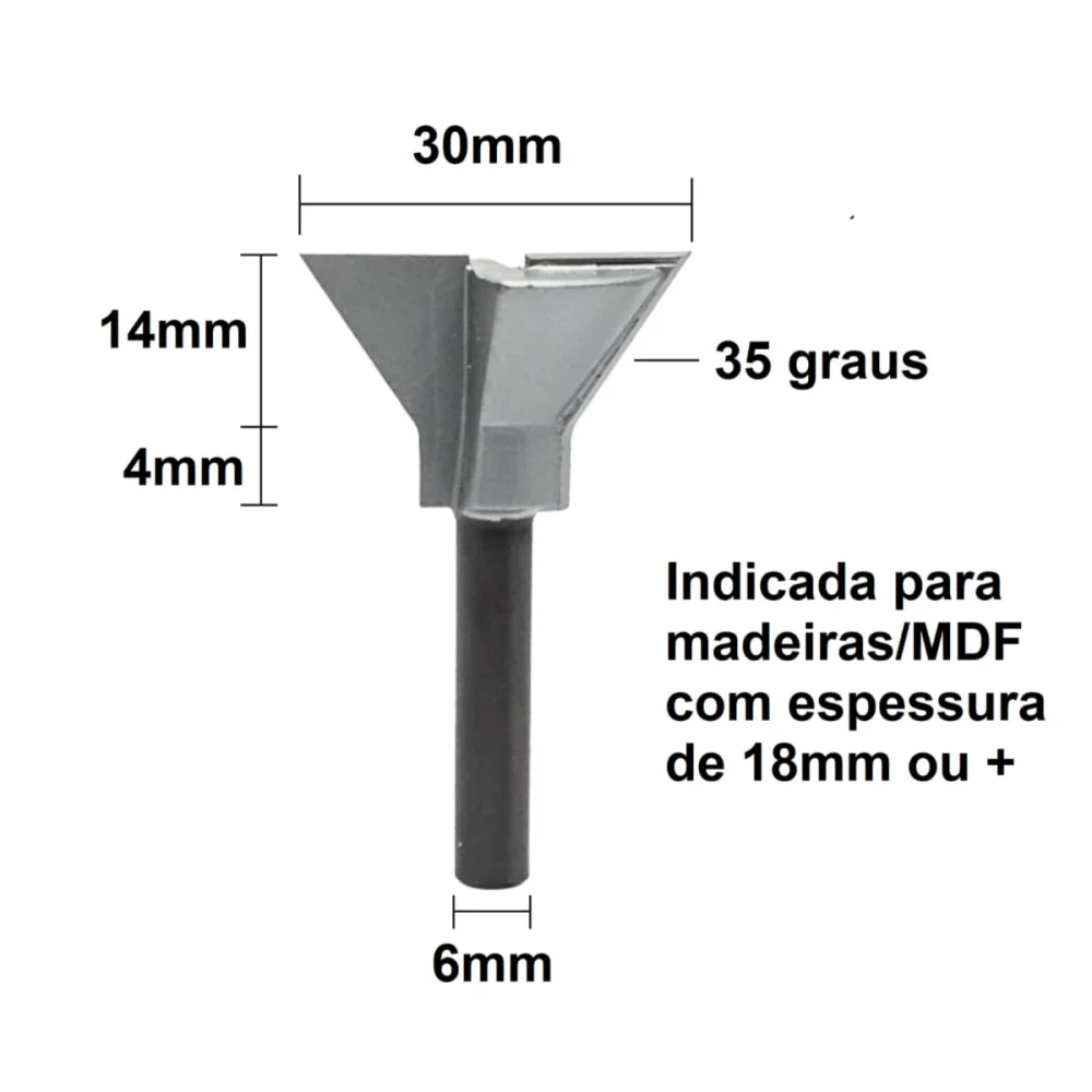 Fresa para Tupia 30x6mm 35 Graus 2059135.01 Radix