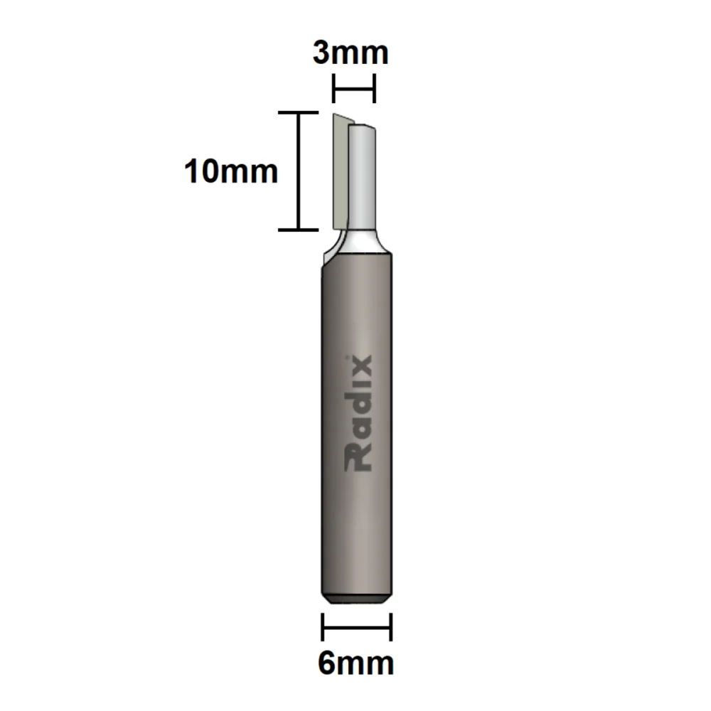 Fresa para Tupia Corte 3mm x 10mm Haste 6mm 150310.01 Radix