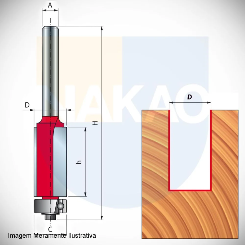 Fresa para Tupia Reta com Rolamento para Madeira e Acrilico 95mm 42-10206 Freud