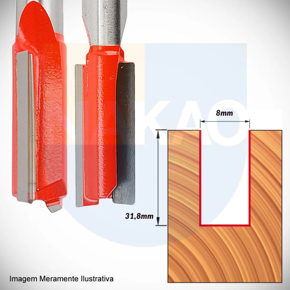 Fresa para Tupia Reta Paralela Widea para Madeira e Acrilico 8mm 04-11906 Freud