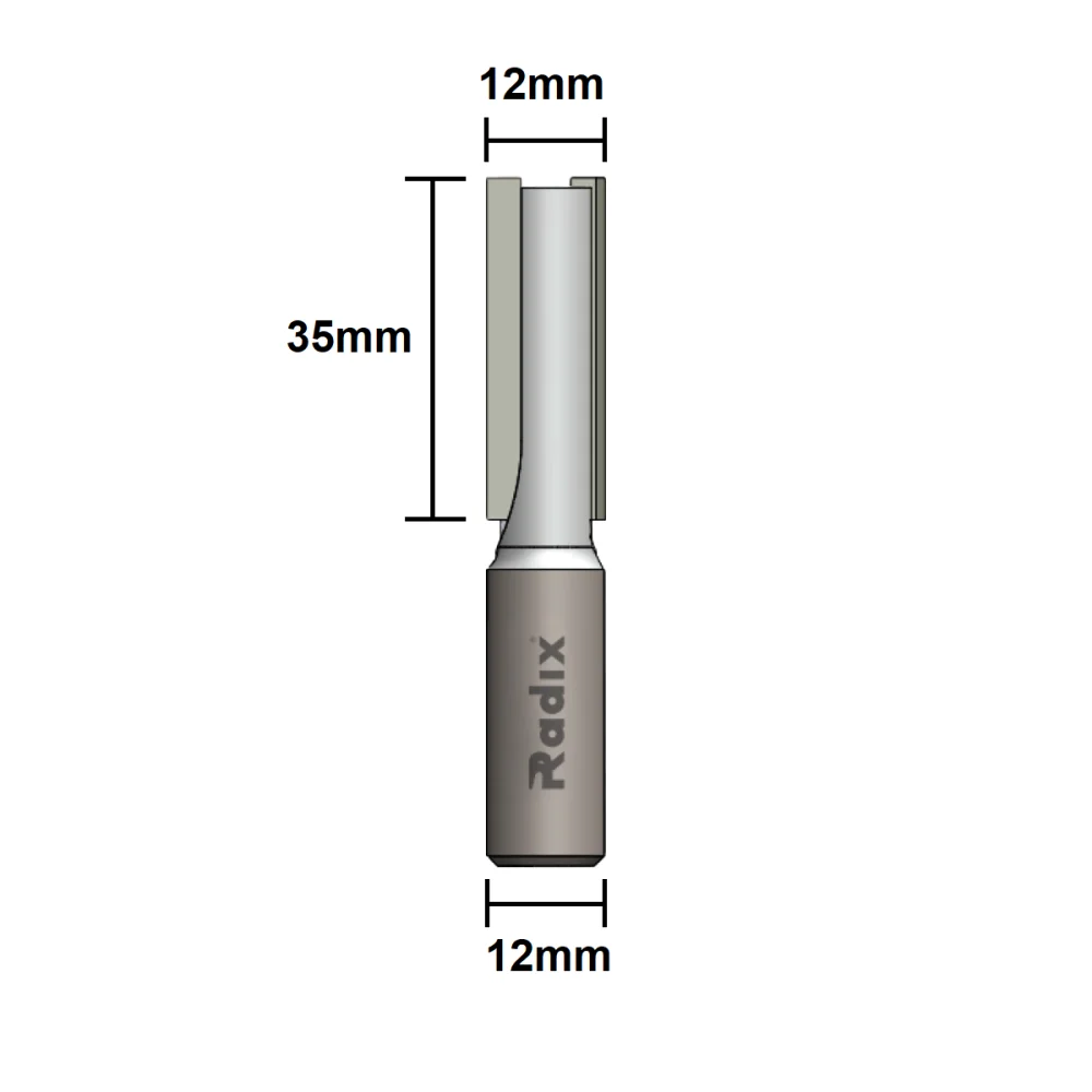 Fresa Paralela Reta para Tupia 12mm x 35mm Haste 12mm 151235.06 Radix