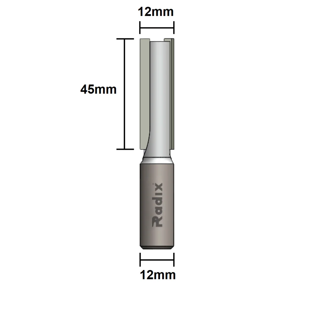 Fresa Paralela Reta para Tupia 12mm x 45mm Haste 12mm 151245.06 Radix