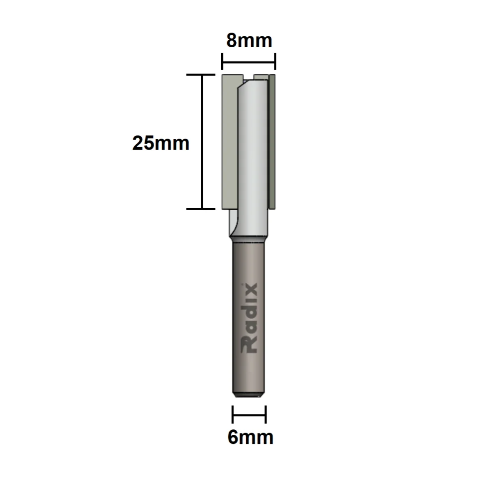 Fresa Paralela Reta para Tupias 8mm x 25mm 150825.01 Radix