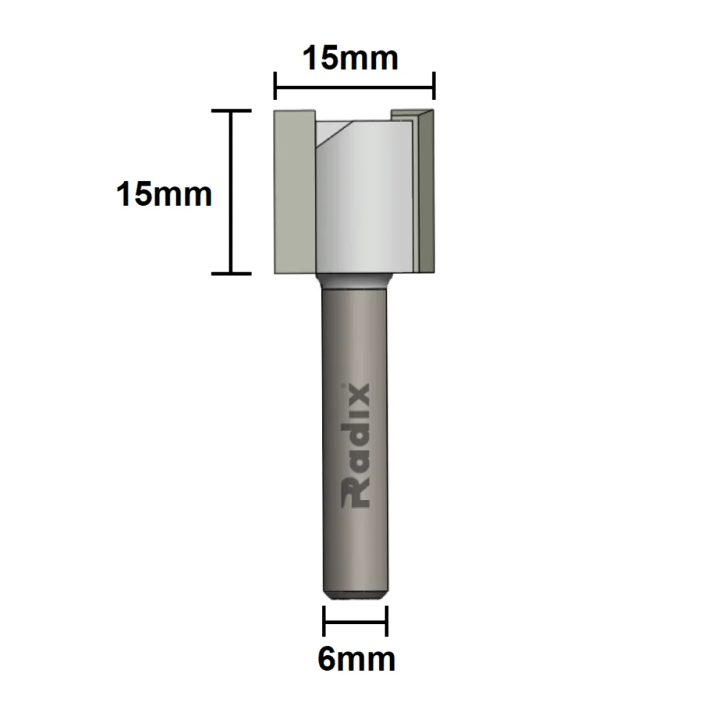 Fresa Reta para Tupia Corte 15mm x 15mm Haste 6mm 141515.01 Radix
