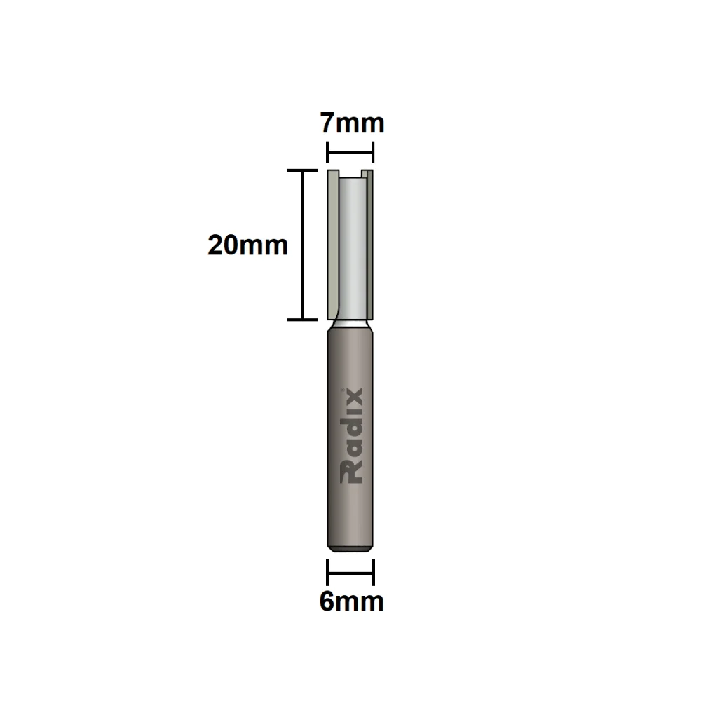 Fresa Reta para Tupia Corte 7mm x 20mm Haste 6mm 150720.01 Radix