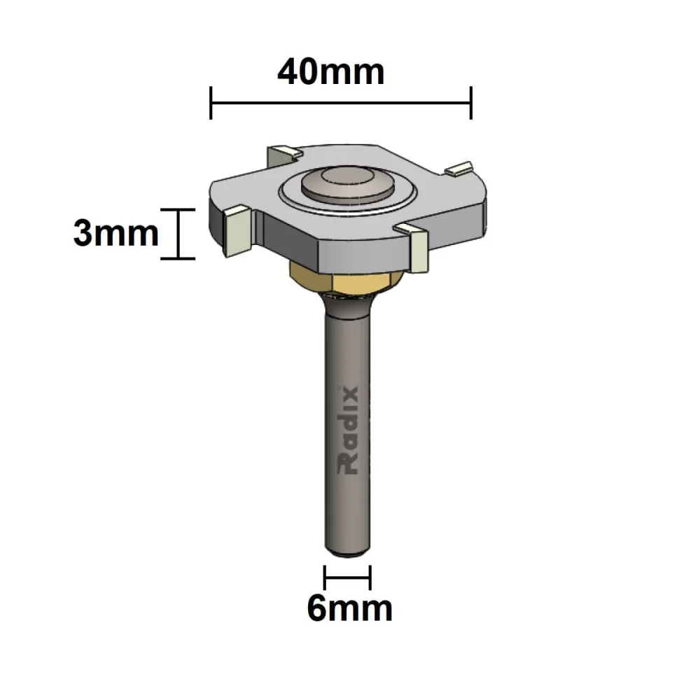 Fresa Serrinha Debrum 3mm sem Rolamento Haste 6mm 18E4030.01 Radix