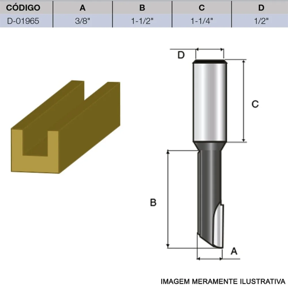 Fresa Simples para Abertura de Canal Reto 3/8 Pol D-01965 Makita