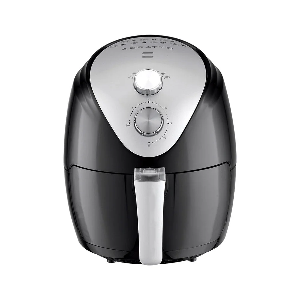 Fritadeira Elétrica Sem Óleo 1270W Fryer Silver AFS Preta Agratto