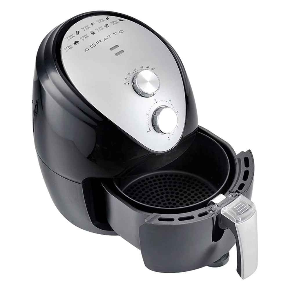 Fritadeira Elétrica Sem Óleo 1270W Fryer Silver AFS Preta Agratto