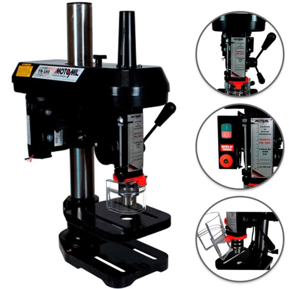 Furadeira Bancada 1/2HP Monofásico Sem Chave FBM-160M 4175.8 Motomil Bivolt