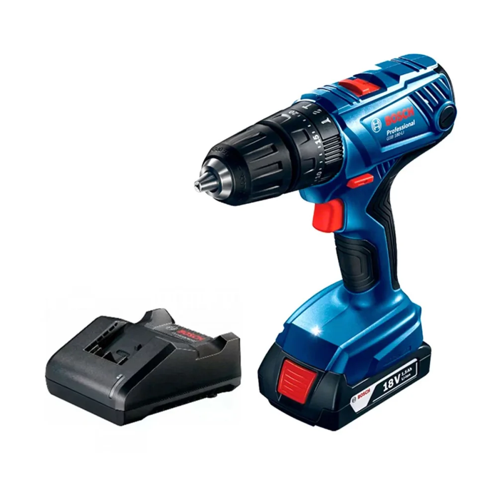 Furadeira e Parafusadeira 13mm à Bateria e 1 Bateria 18V GSB 180-LI Bosch Outlet