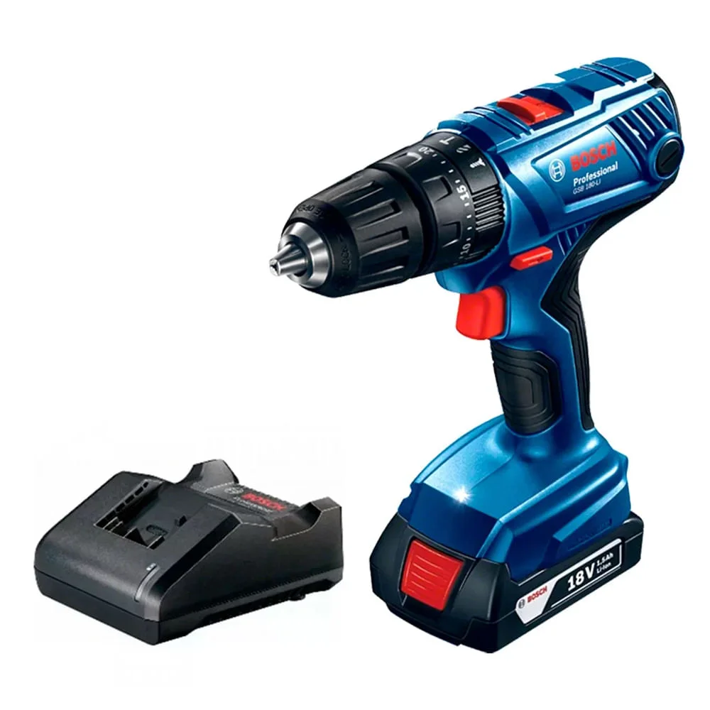 Furadeira e Parafusadeira 13mm à Bateria e 1 Bateria 18V GSB 180-LI Bosch