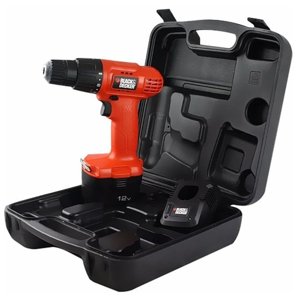 Furadeira e Parafusadeira à Bateria 12V e Maleta Plástica CD121K-BR Black&Decker