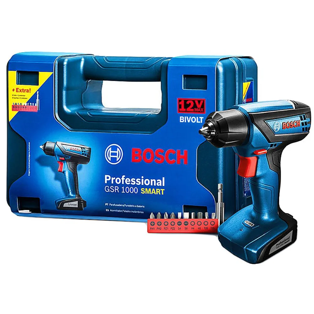 Furadeira e Parafusadeira GSR 1000 Smart 12V e Maleta Bosch