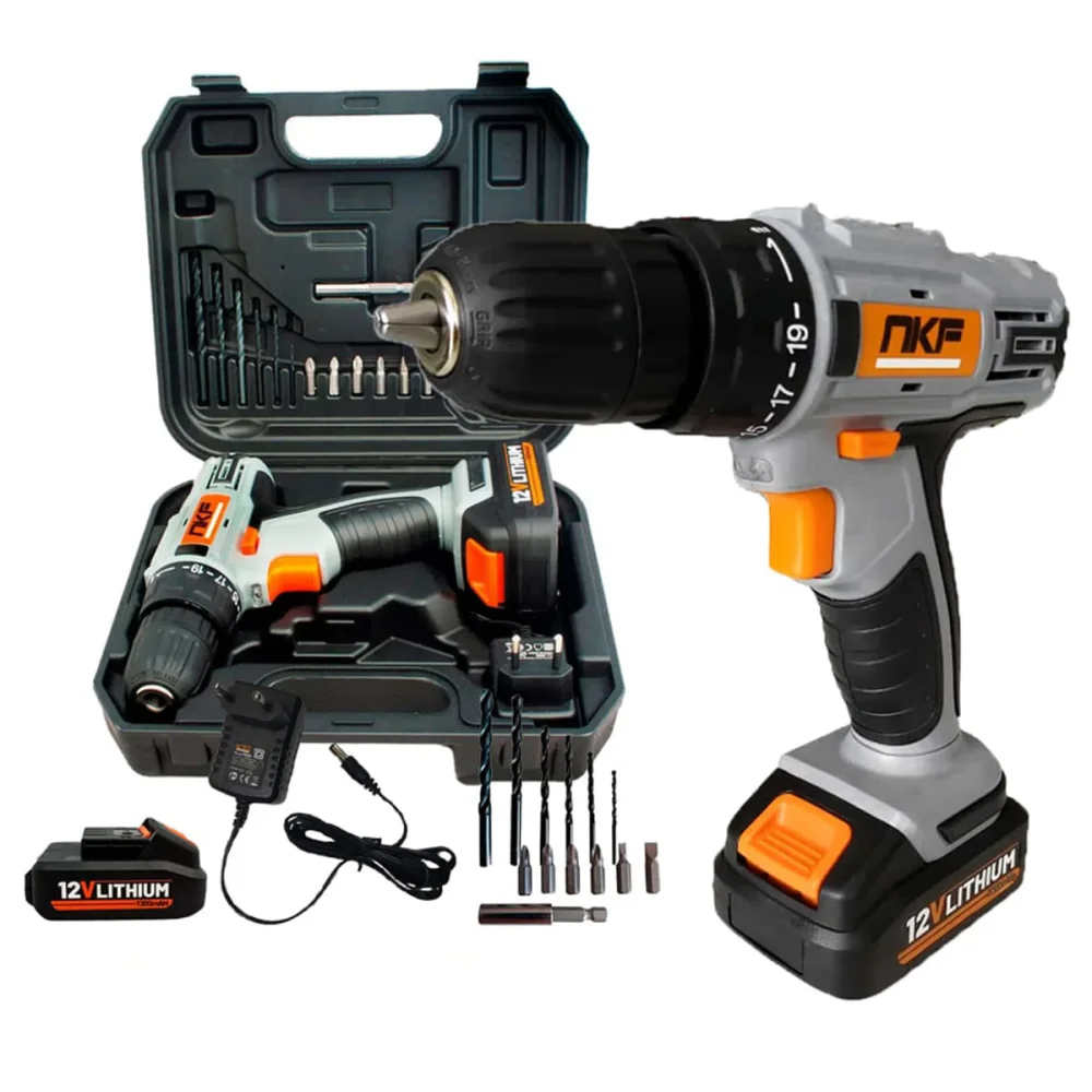 Furadeira Parafusadeira à Bateria 12V com Maleta e 13 Acessórios FP12X NKF