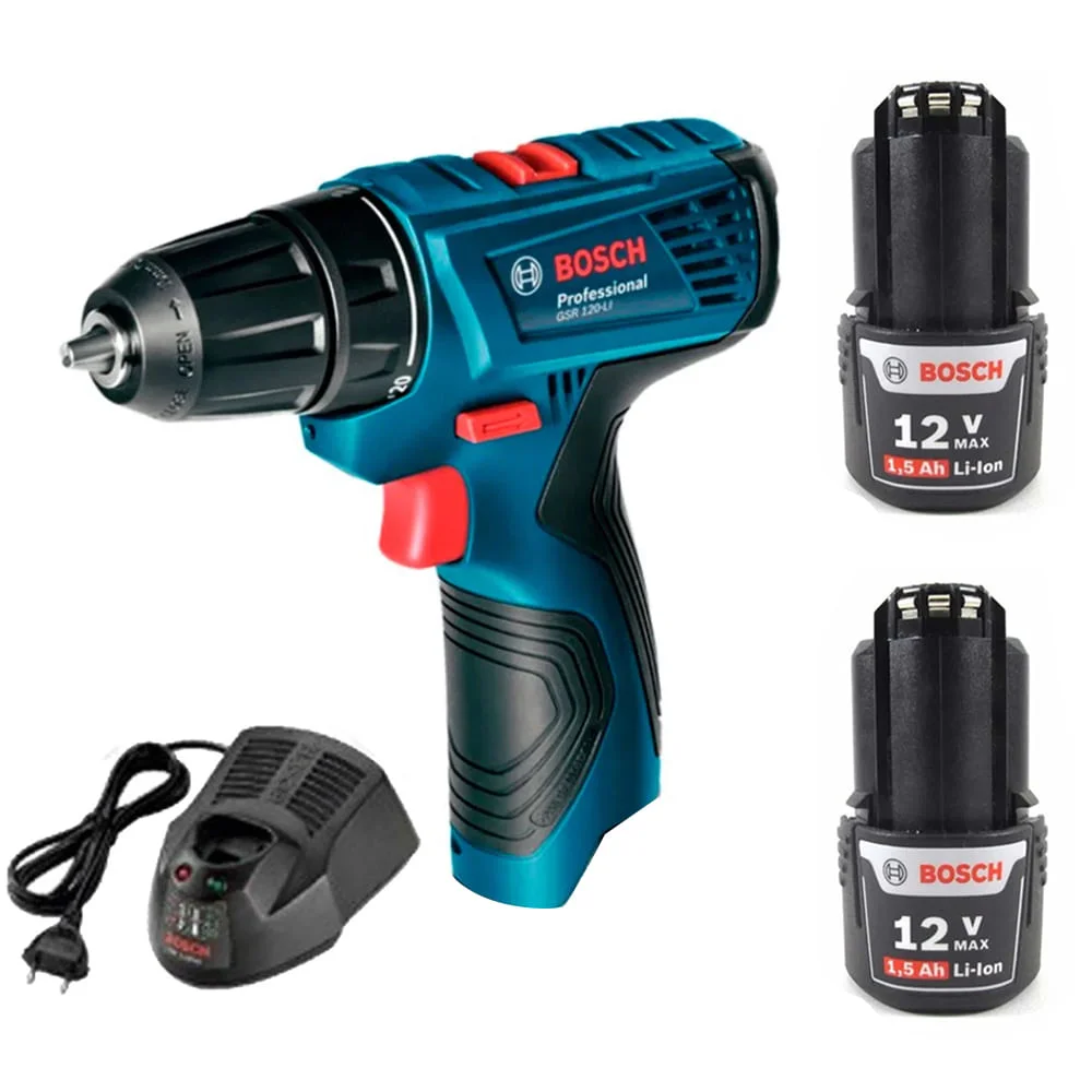 Furadeira Parafusadeira à Bateria e 2 Baterias 12V GSR 120LI Bosch