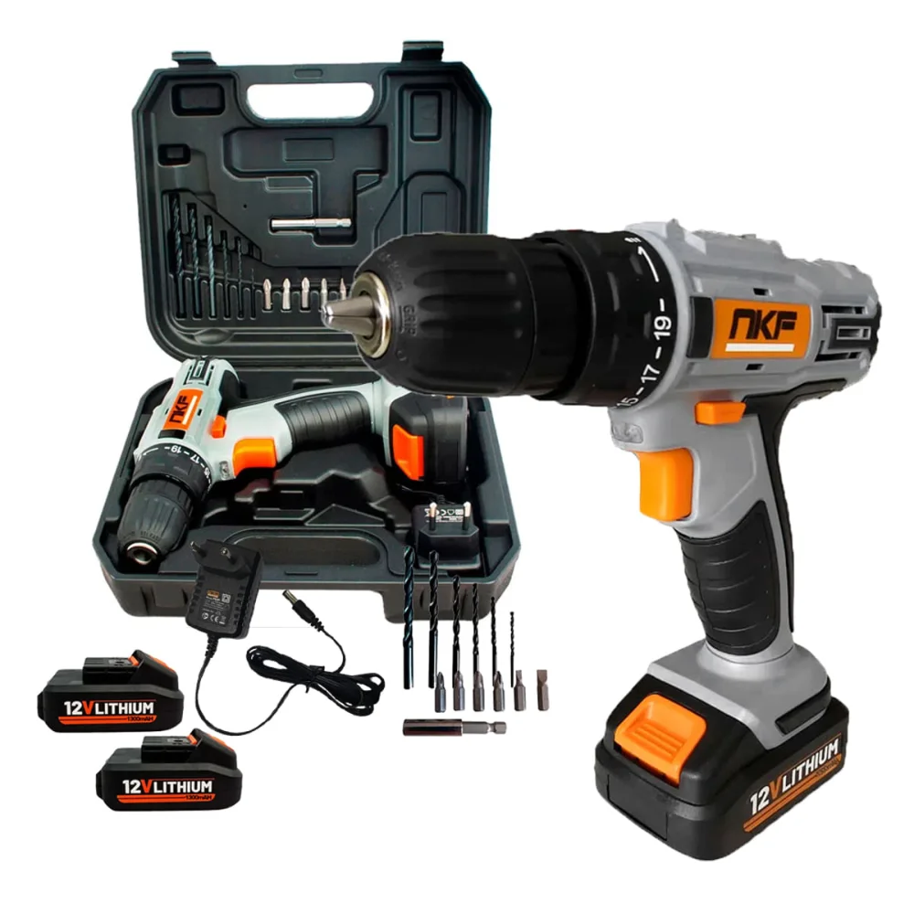 Furadeira Parafusadeira Maleta 13 Acessórios e 2 Baterias 12V FP12X2 NKF