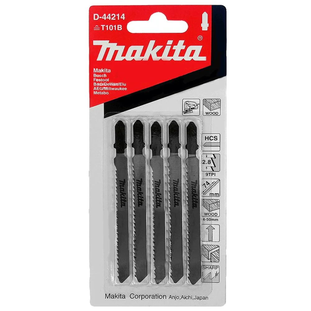 Jogo 5 Lâminas para Serra Tico Tico Acabamento em Madeira D-44214 Makita