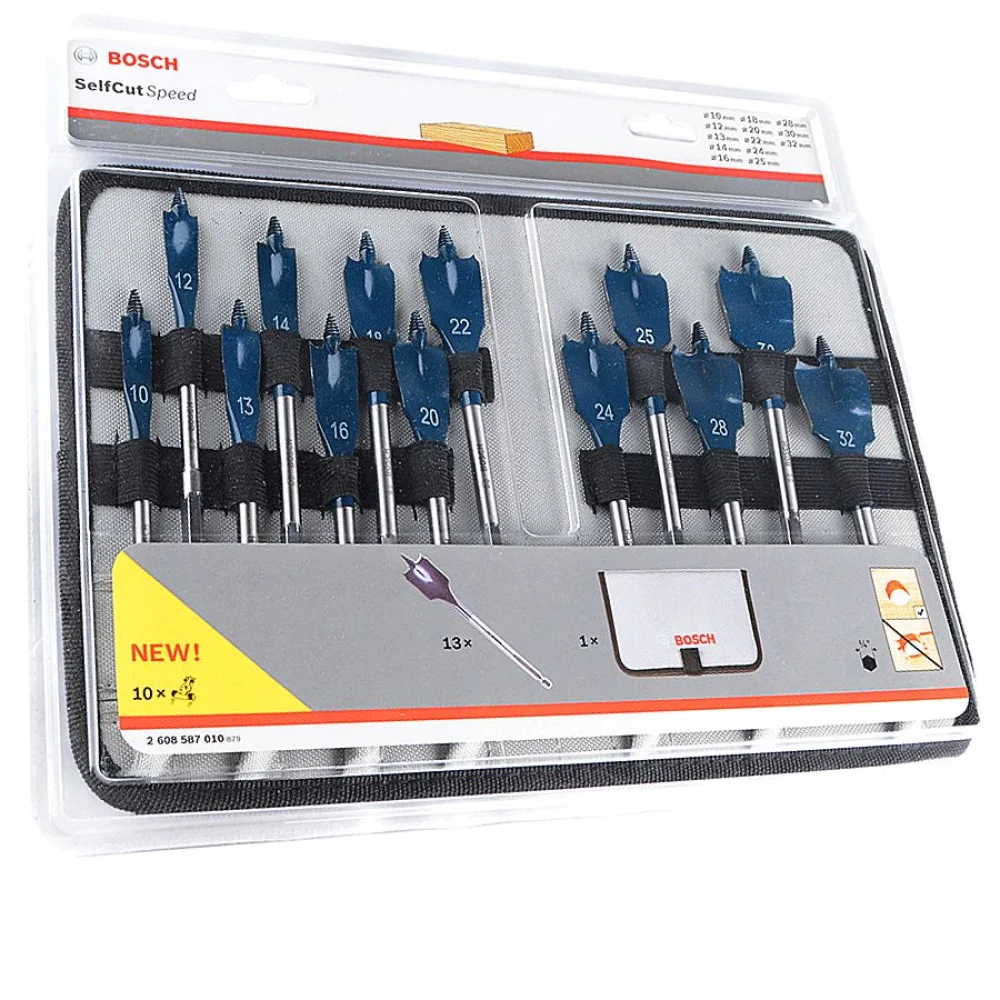 Jogo de 13 Brocas Chata Self Cut Speed Bosch