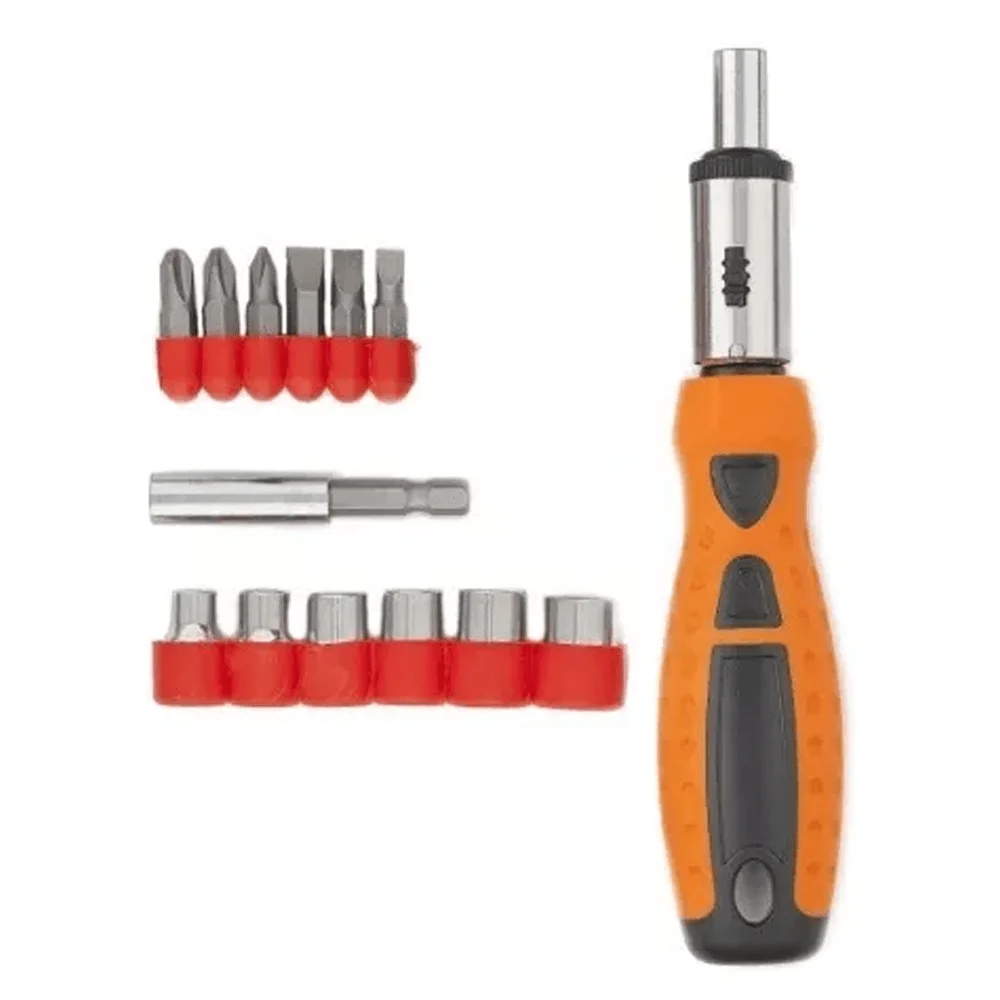 Jogo de Bits e Ponteiras Soquetes e Cabo Anatômico com Catraca Reversível 15 Peç 115565 MTX