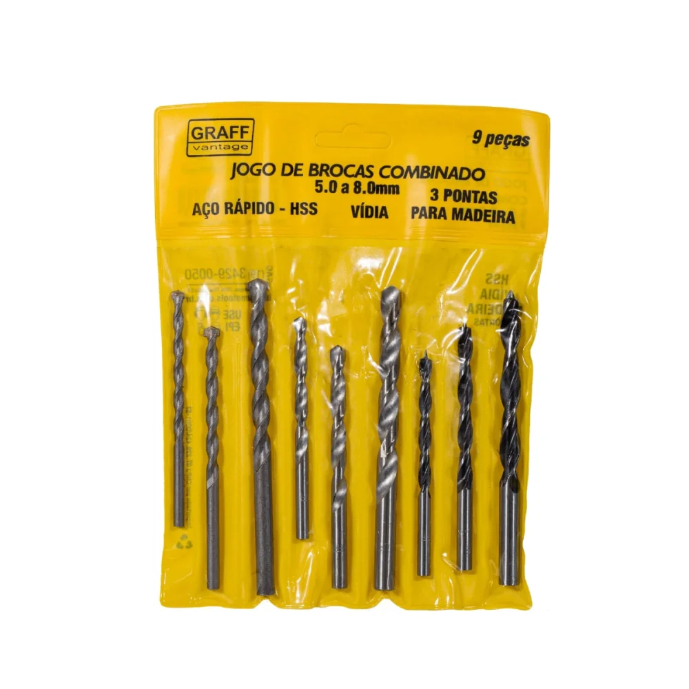 Jogo de Brocas Combinado 9 Peç Graff Vantage