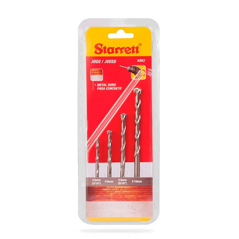 Jogo de Brocas Metal Duro para Concreto 4 Peç KBK2 Starret