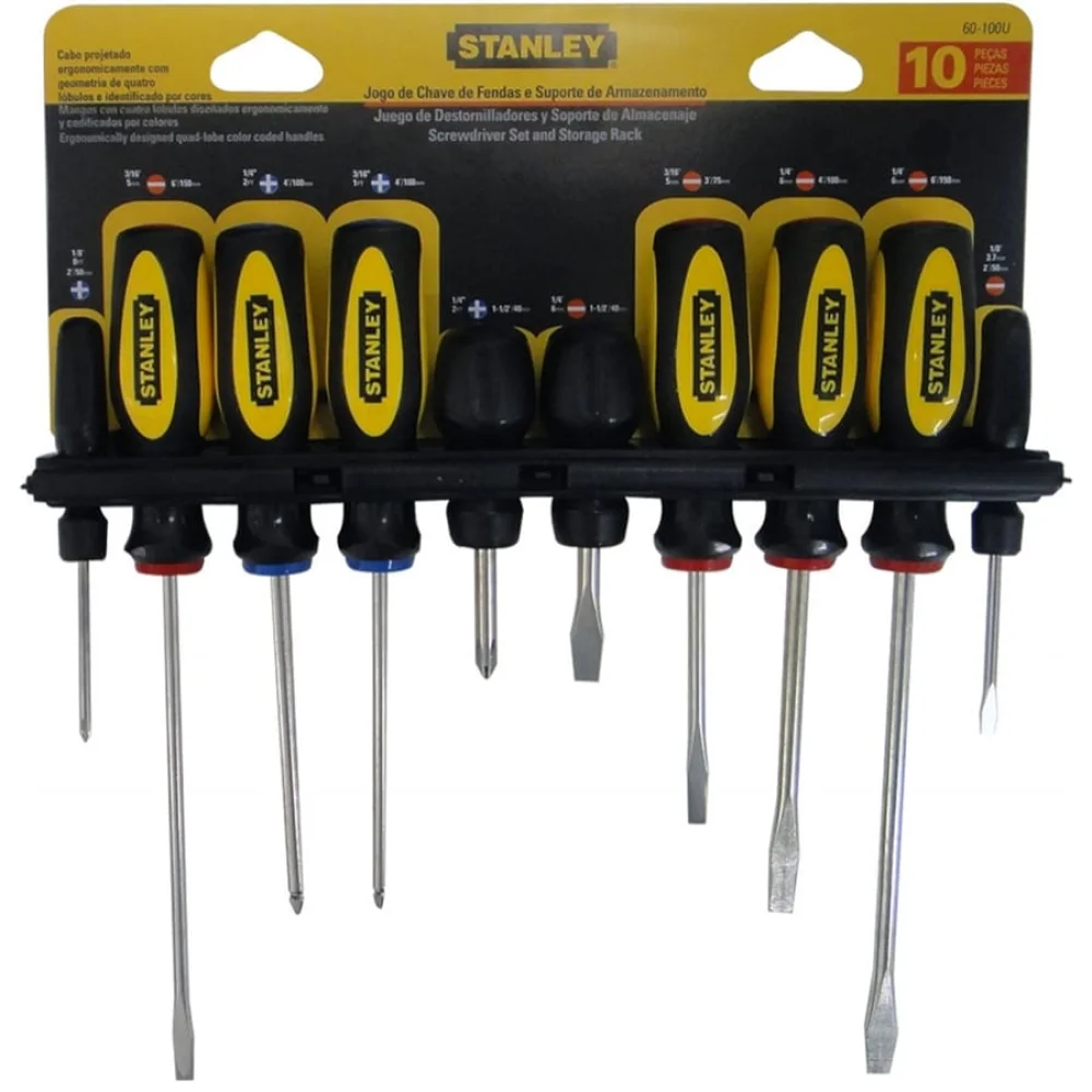 Jogo de Chaves de Fenda e Reta e Cruzada 10 Peças 60-100U Stanley