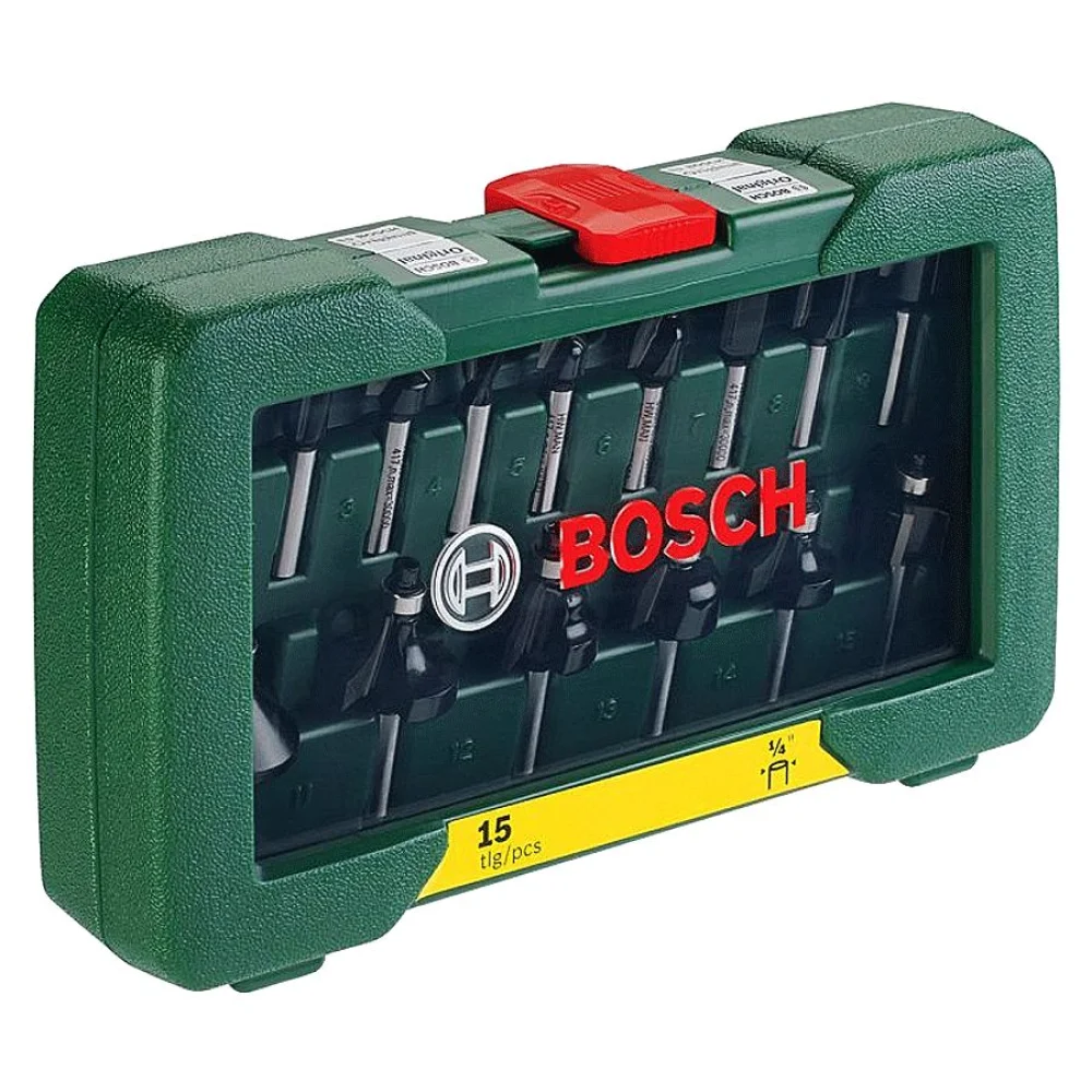 Jogo de Fresas 1/4Pol para Tupia 15 Peç Bosch