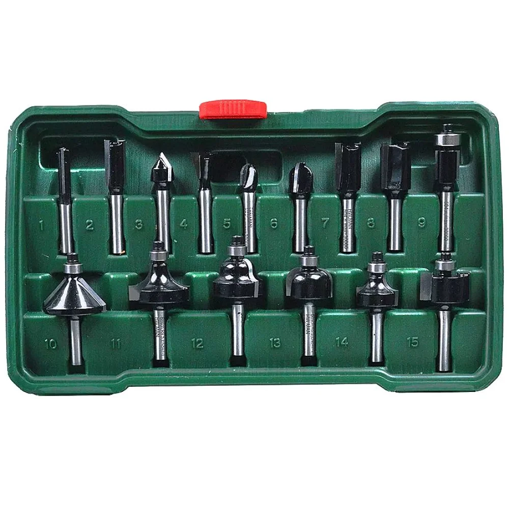 Jogo de Fresas 1/4Pol para Tupia 15 Peç Bosch