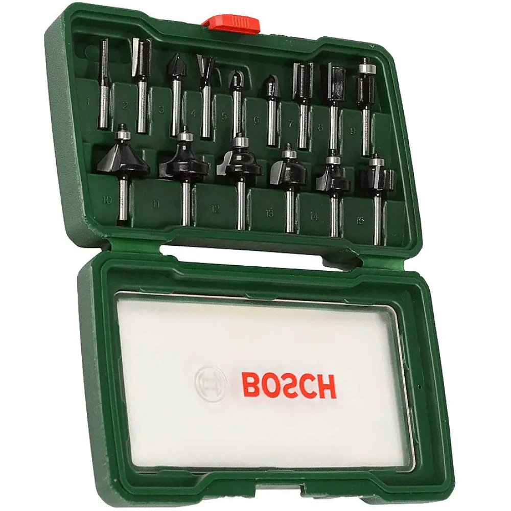 Jogo de Fresas 1/4Pol para Tupia 15 Peç Bosch