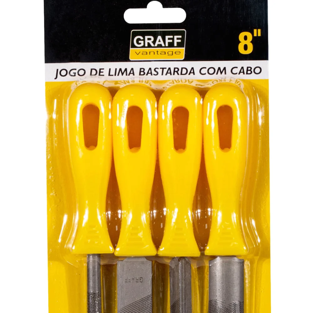 Jogo de Limas Bastardas com Cabo 8 Pol 4 Peç Graff Vantage