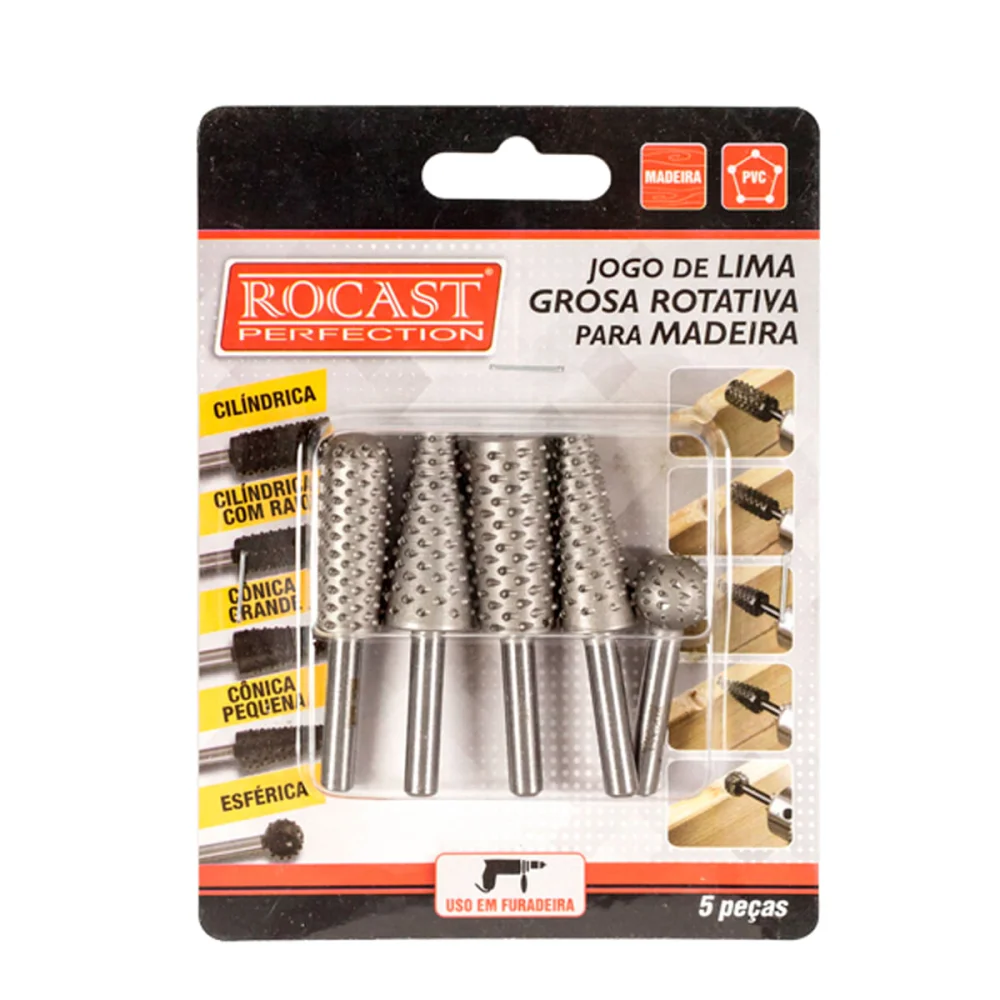 Jogo de Limas Grosa Rotativa para Madeira 5 Peç 450139 Amatools