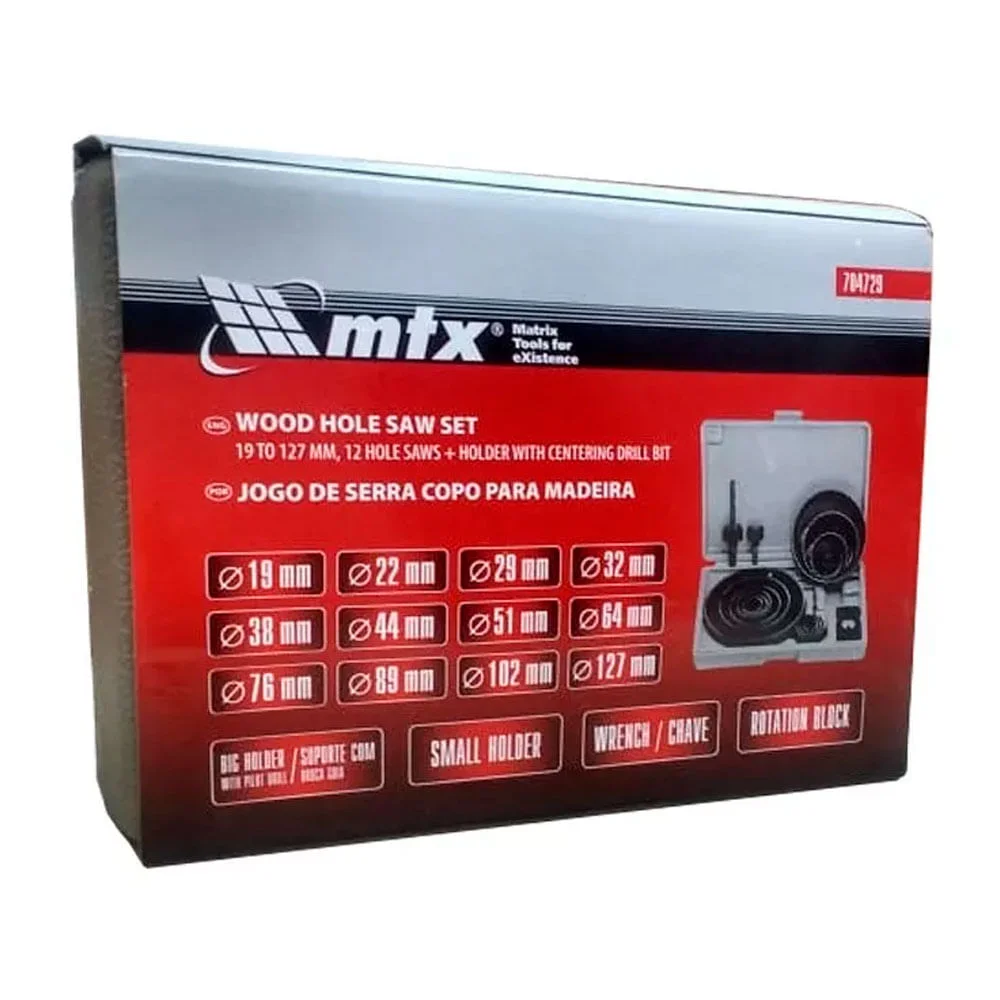 Jogo de Serras Copo 19 à 127mm para Madeira 16 peç 704729 MTX