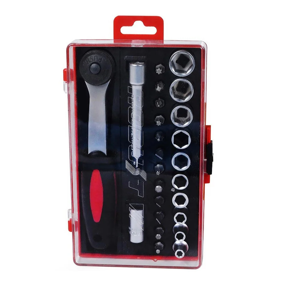 Jogo de Soquete Estriado 1/4 Pol 25 Peç 68950 Robust