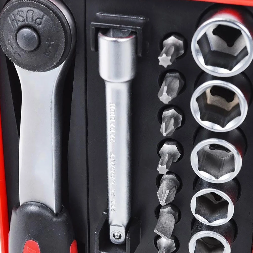 Jogo de Soquete Estriado 1/4 Pol 25 Peç 68950 Robust