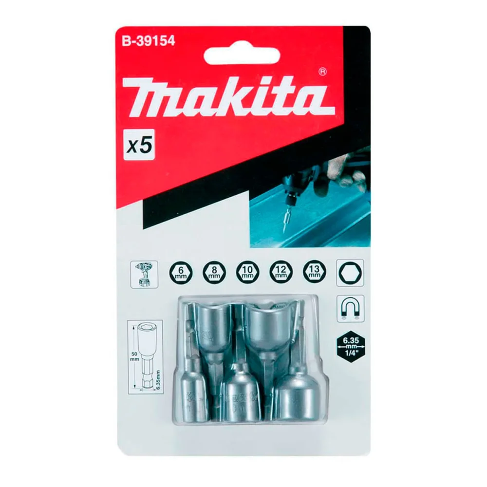 Jogo de Soquete Magnético 13x50mm 5 Peç B-39154 Makita