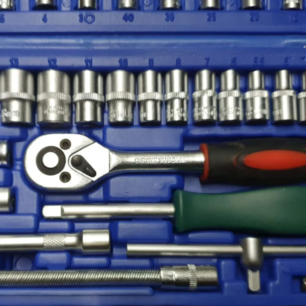 Jogo de Soquetes 1/4 Pol Cromo Vanádio com 46 Peç F000124 Ipiranga