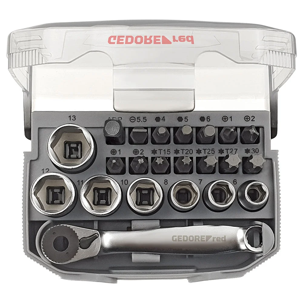Jogo de Soquetes 1/4 Sextavado 3300026 Gedore 23 Peç