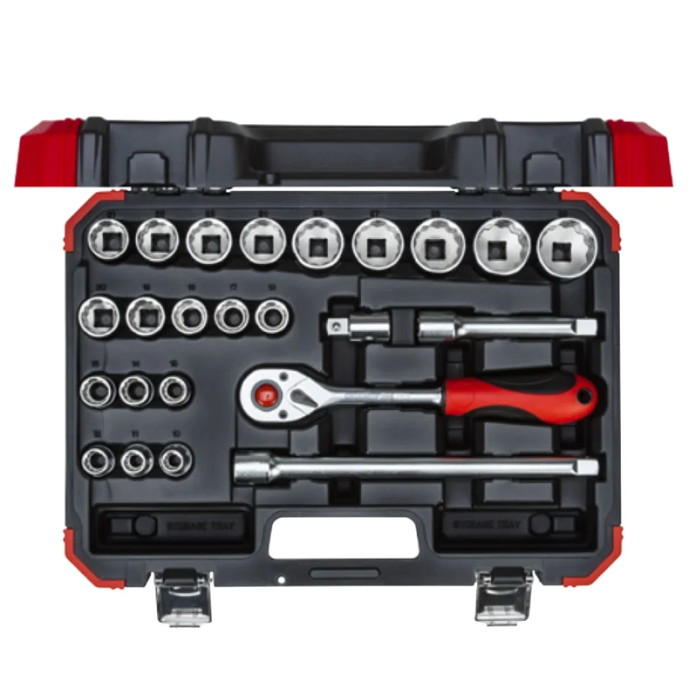 Jogo de Soquetes Catraca Estriados 24 Peç R69013024 3300056 Gedore Red