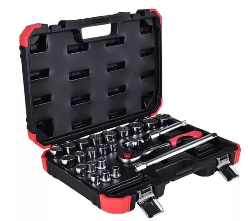 Jogo de Soquetes Catraca Estriados 24 Peç R69013024 3300056 Gedore Red