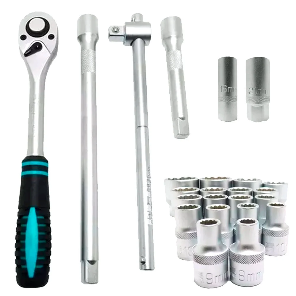 Jogo de Soquetes Chave Catraca 135769 Stels 24 Peç