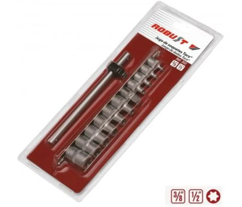 Jogo de Soquetes com Perfil Torx 502 12 Peç 060355 Robust