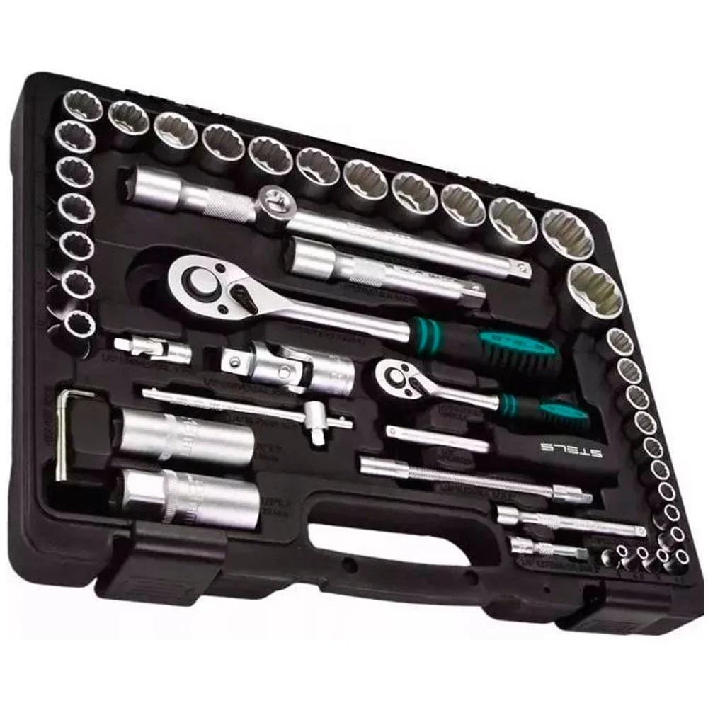 Jogo de Soquetes Encaixe 1/4 e 1/2 Stels 94 peç