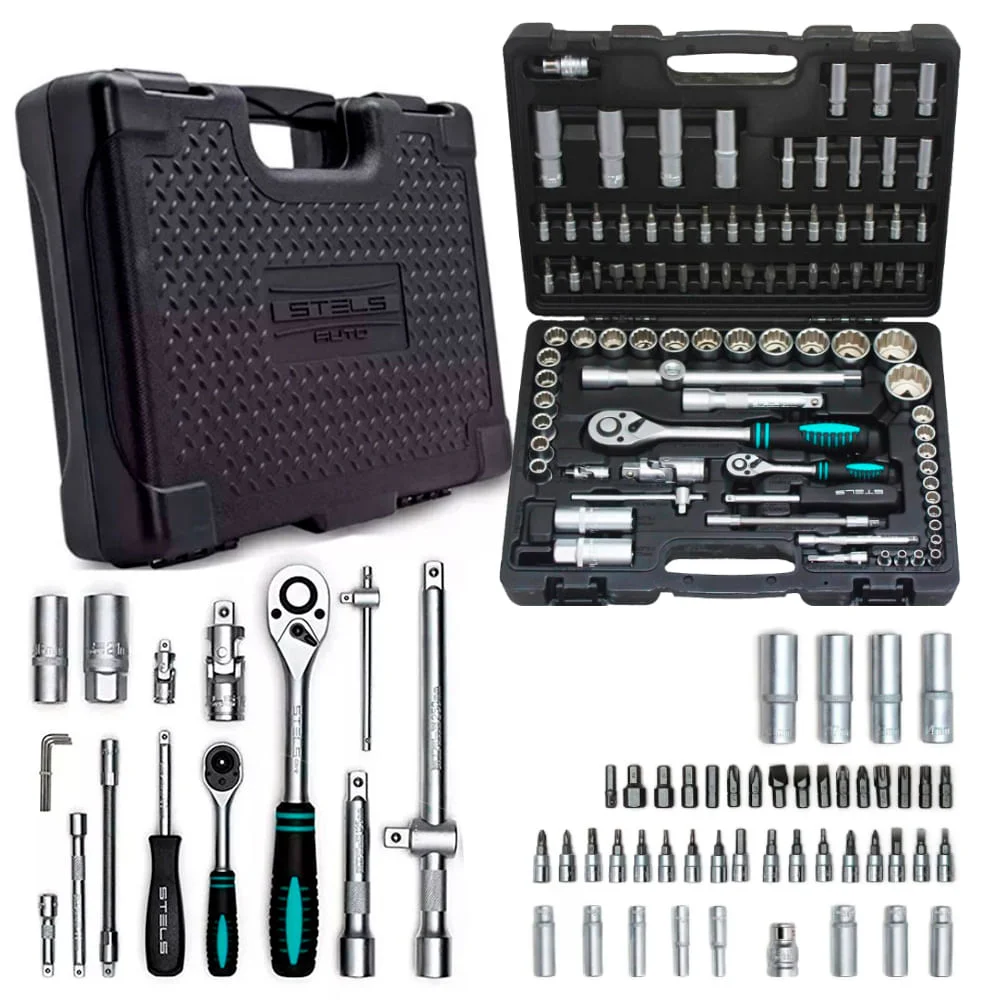 Jogo de Soquetes Encaixe 1/4 e 1/2 Stels 94 peç