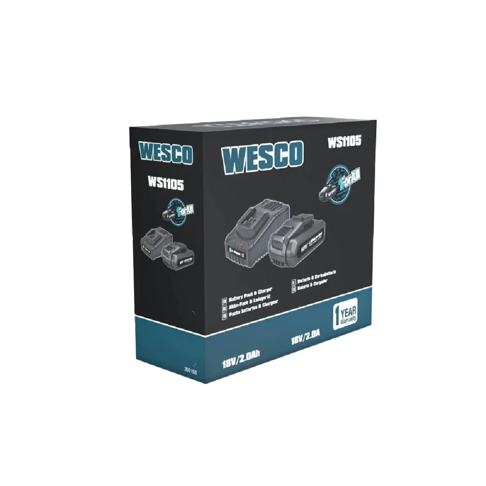 Kit 1 Baterias de 18V 2.0Ah e Carregador WS1105 Wesco