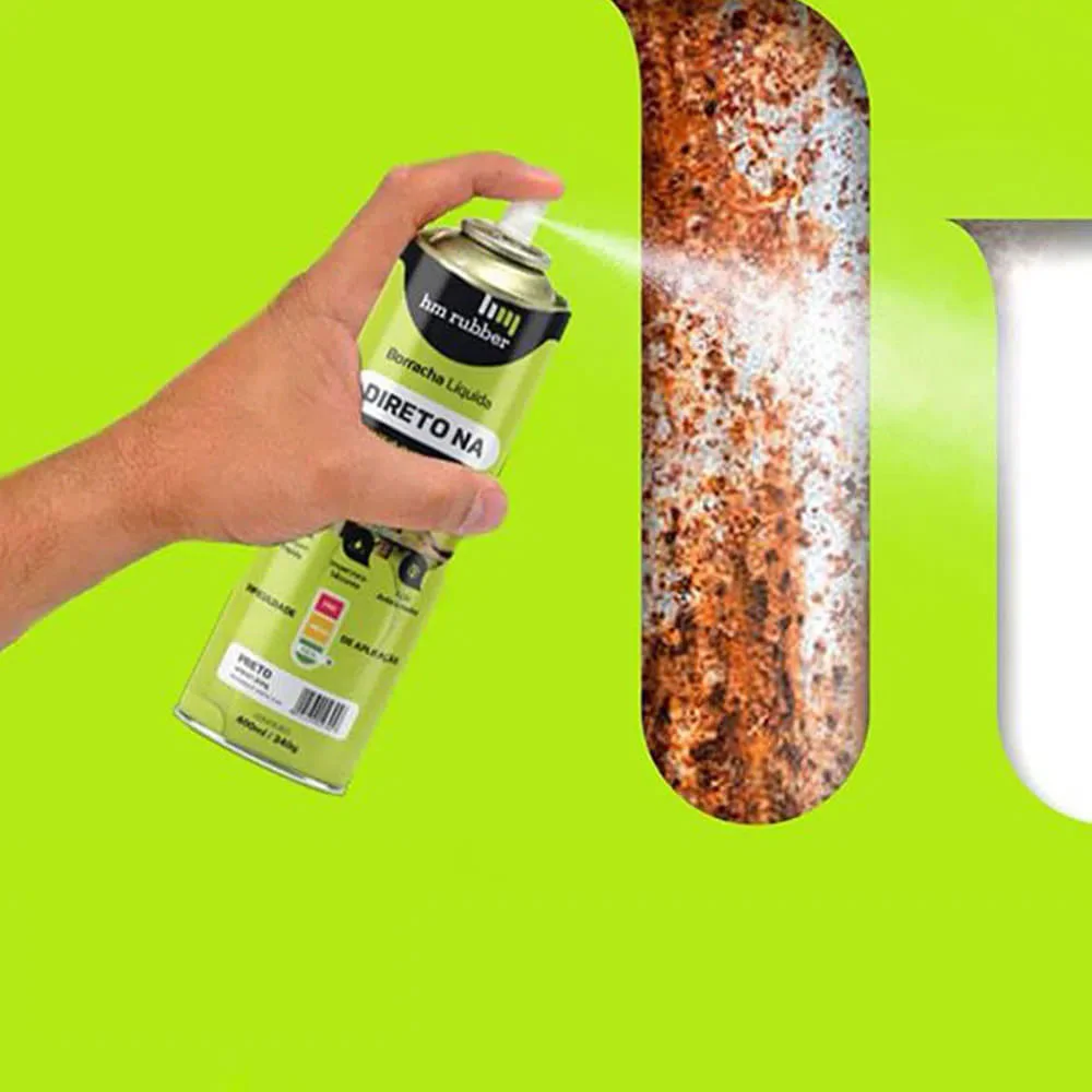 Kit 1 Borracha Líquida em Spray Aerossol Rubber 400ml Branco e 1 Cinza e 1 Preto