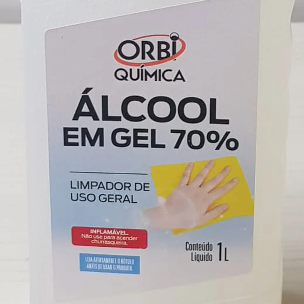 Kit 10 Álcool Gel 70° Antisséptico e Higienizador de Mãos 1 Litro Orbi