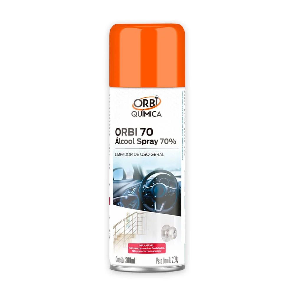 Kit 10 Álcool Spray 70° Antisséptico e Higienizador 300ML 209G Orbi
