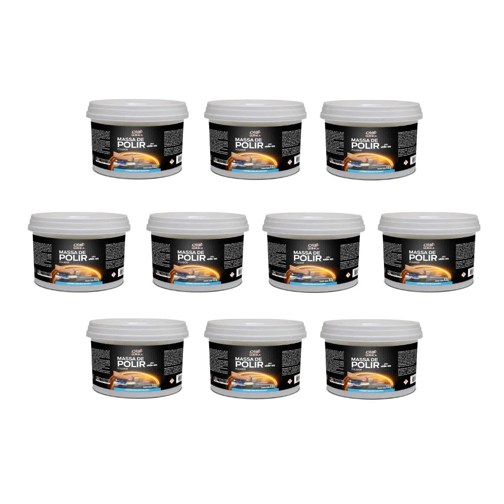 Kit 10 Massas de Polir Carro Nº2 400g Orbi Branco
