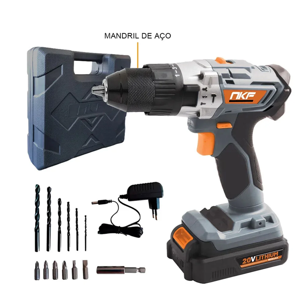Kit 10 Parafusadeira e Furadeira de Impacto à Bateria com 10 Baterias 20V FP20X NKF